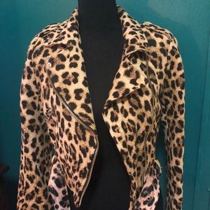 Zara leopard print moto jacket